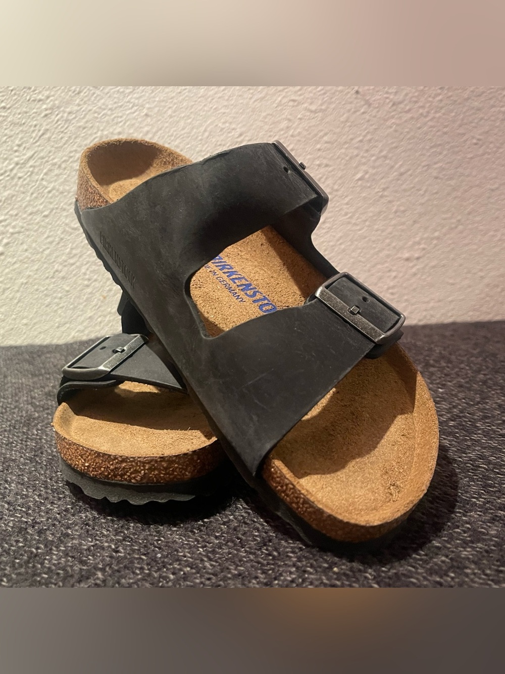 NIB Birkenstock Arizona Soft Footbed Black Oiled Leather Sandals EU 38 US 7